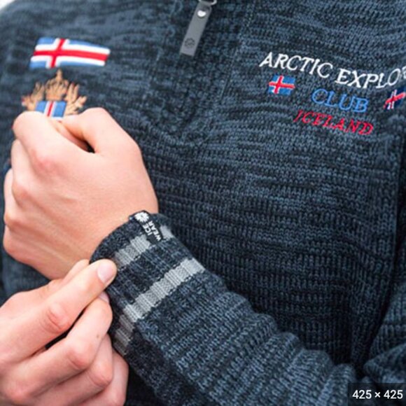 Ice Wear Icelandic Zip Sweater S Gray Arctic Explorer Club Emblem collegiate - Picture 2 of 13